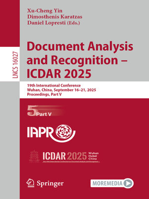 cover image of Document Analysis and Recognition – ICDAR 2025